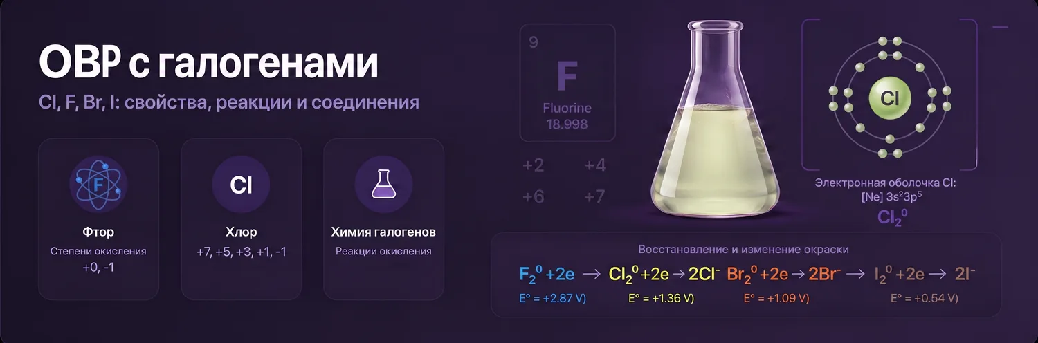 Обложка набора «ОВР с галогенами (Cl, F, Br, I)»